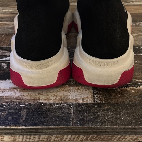 Balenciaga Black and Red Sock Sneakers - Picture 4 of 7